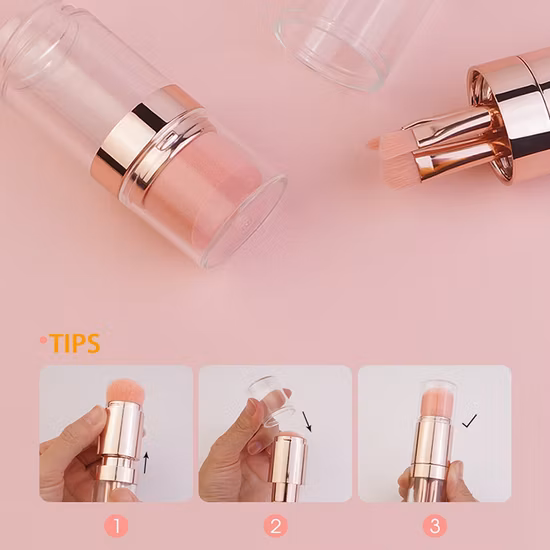 2021 New Styles Mini 5 in 1 Powder Makeup Brush Double Ended Multifunction Retractable Pink Rose Gold Makeup Brush Set