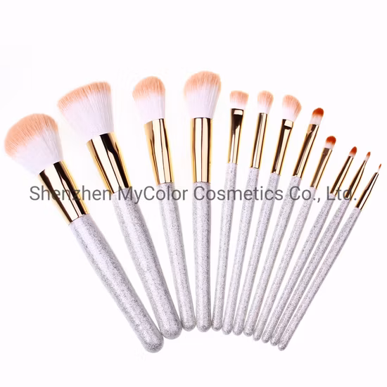 Luxury Glitter Makeup Brushes 12PCS Synthetic Hair Powder Blending Kabuki Eyeshadow Cosmetic Brush Set
