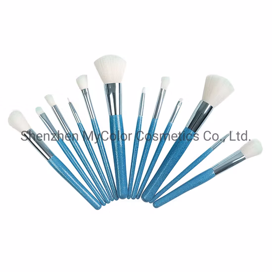 Luxury Glitter Makeup Brushes 12PCS Synthetic Hair Powder Blending Kabuki Eyeshadow Cosmetic Brush Set