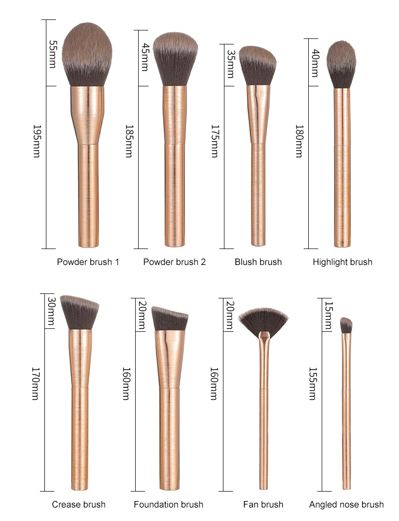 New Fashionable Full Aluminum Handle Makeup Brush Face Set 20 Piece Rose Gold Makeup Brush Set