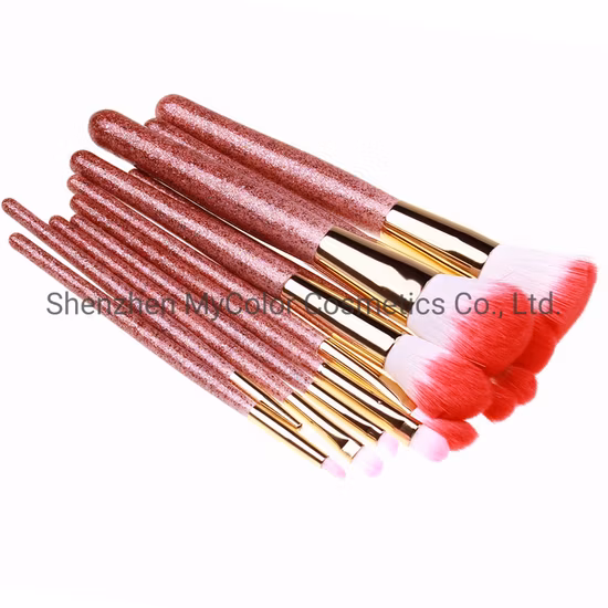 Pincéis de maquiagem luxuosos com glitter, 12 peças, cabelo sintético, pó, mistura, kabuki, sombra, conjunto de pincéis cosméticos