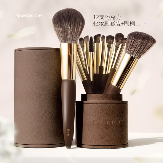 Pincéis de maquiagem portáteis com logotipo personalizado por atacado Conjunto de pincéis de maquiagem em pó para sombra de cabelo macio com espelho