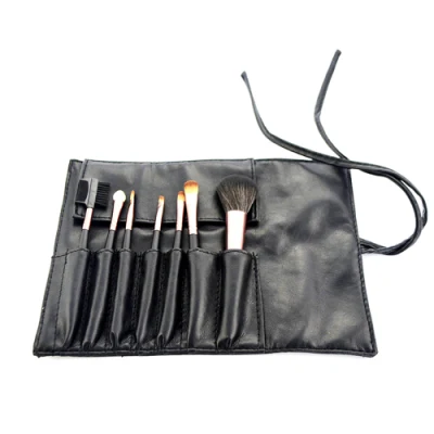 Conjunto de pincéis de maquiagem portátil de marca OEM 7PCS com bolsa de cosméticos PU